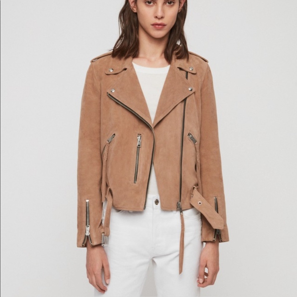 All Saints Balfern Pink Suede Jacket